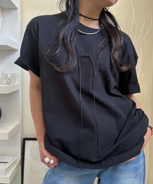 ULEULA(ウルア)の「ルーズベーシックT オーバーサイズ 半袖tee トップス(Tシャツ/カットソー・レディース・ホワイト/ブラック・FREE)」の19枚目の写真