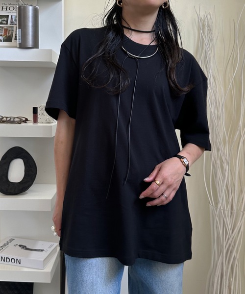ULEULA(ウルア)の「ルーズベーシックT オーバーサイズ 半袖tee トップス(Tシャツ/カットソー・レディース・ホワイト/ブラック・FREE)」の22枚目の写真