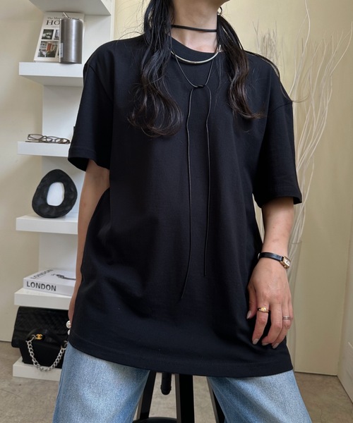 ULEULA(ウルア)の「ルーズベーシックT オーバーサイズ 半袖tee トップス(Tシャツ/カットソー・レディース・ホワイト/ブラック・FREE)」の21枚目の写真