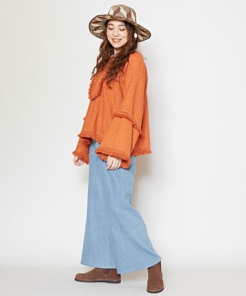 チャイハネ（チャイハネ）の「【チャイハネ】ベーシィブーツカットデニムパンツ（デニムパンツ・レディース・ダークブルー/ライトブルー/ブラック・FREE）」の8枚目の写真