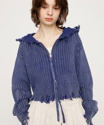 BLEACHED DAMEGED HOODIE TOPS ブリーチド ダメージド フーディ トップス