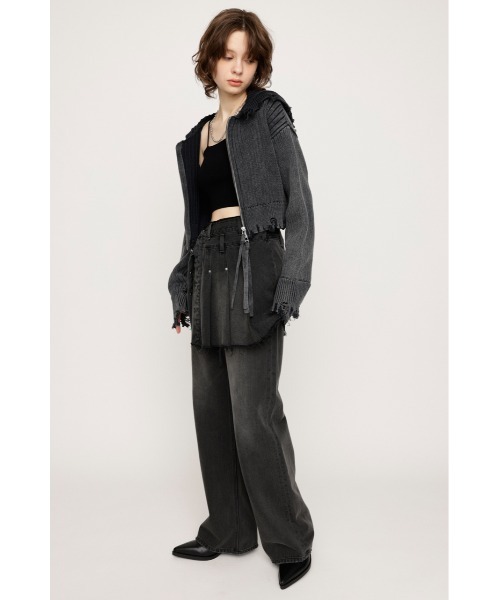 SLY(スライ)の「BLEACHED DAMEGED HOODIE TOPS ブリーチド ダメージド フーディ トップス(パーカー・レディース・ブルー/アイボリー/ライトブラック・FREE)」の16枚目の写真