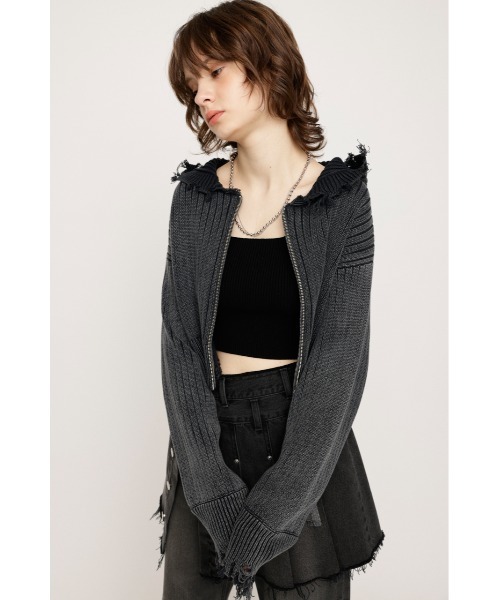SLY(スライ)の「BLEACHED DAMEGED HOODIE TOPS ブリーチド ダメージド フーディ トップス(パーカー・レディース・ブルー/アイボリー/ライトブラック・FREE)」の18枚目の写真