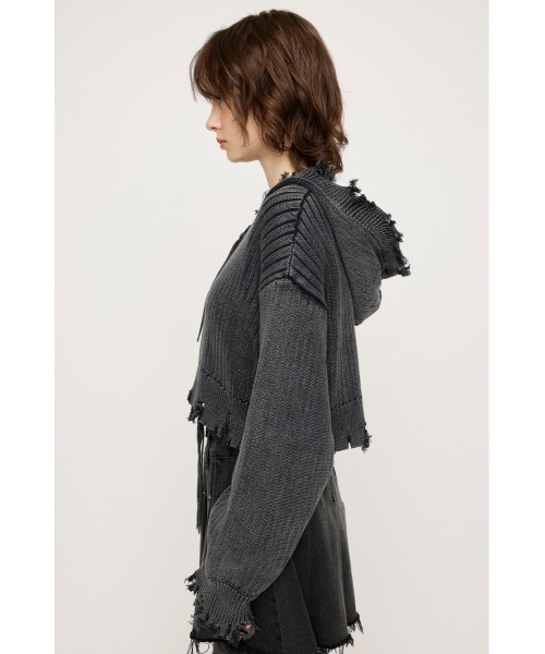 SLY(スライ)の「BLEACHED DAMEGED HOODIE TOPS ブリーチド ダメージド フーディ トップス(パーカー・レディース・ブルー/アイボリー/ライトブラック・FREE)」の14枚目の写真