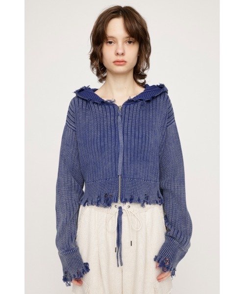 SLY(スライ)の「BLEACHED DAMEGED HOODIE TOPS ブリーチド ダメージド フーディ トップス(パーカー・レディース・ブルー/アイボリー/ライトブラック・FREE)」の19枚目の写真