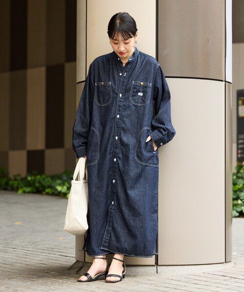 FREAK'S STORE LEE別注 フレアマキシデニムワンピース 黒 M Lee/リー WEB限定 別注FLARE MAXI ONEPIECE/フレア マキシ ワンピース