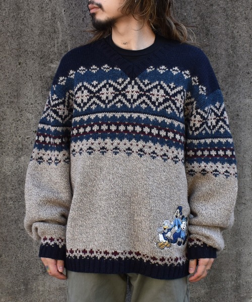 OLDMICKEY （オールドミッキー）の「【ヴィンテージ古着】MICKEY'S SKI LODGE / ミッキーズ スキーロッジ Vネック ニットセーター（ニット/セーター・メンズ・ベージュ・LARGE）」の10枚目の写真