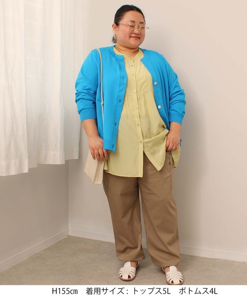 leswel(レスウェル)の「【L~5L 大きいサイズ】サイドプリーツ バンドカラー ブラウス(シャツ/ブラウス・レディース・クリーム/グリーン/ネイビー・3L/LL/5L/4L/L)」の17枚目の写真