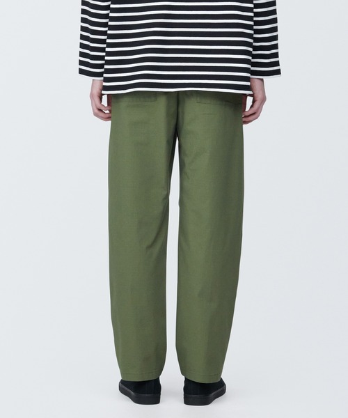 6379【美品】リップストップのイージースラックス ワークパンツ カーキ