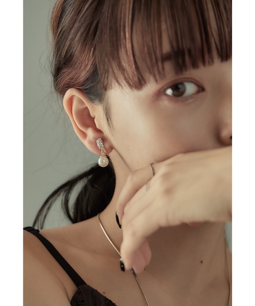 ビジューフープパールイヤリング 結婚式 お呼ばれ 成人式 アクセサリー