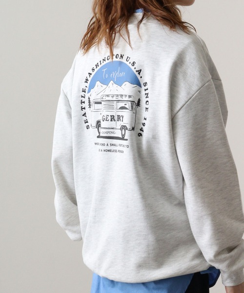 GERRY(ジェリー)の「GERRY 裏毛 バック刺繍 プリント クルーネック(スウェット・メンズ・ダークグレー/アイボリー/ネイビー/アッシュグレー・M/LL/L)」の2枚目の写真