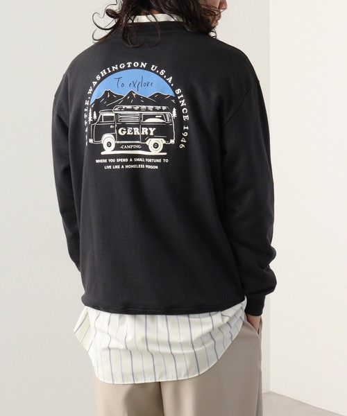 GERRY(ジェリー)の「GERRY 裏毛 バック刺繍 プリント クルーネック(スウェット・メンズ・ダークグレー/アイボリー/ネイビー/アッシュグレー・M/LL/L)」の20枚目の写真