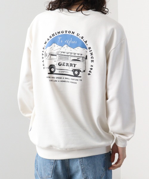 GERRY(ジェリー)の「GERRY 裏毛 バック刺繍 プリント クルーネック(スウェット・メンズ・ダークグレー/アイボリー/ネイビー/アッシュグレー・M/LL/L)」の15枚目の写真