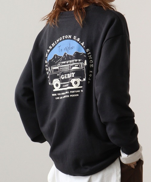 GERRY(ジェリー)の「GERRY 裏毛 バック刺繍 プリント クルーネック(スウェット・メンズ・ダークグレー/アイボリー/ネイビー/アッシュグレー・M/LL/L)」の11枚目の写真