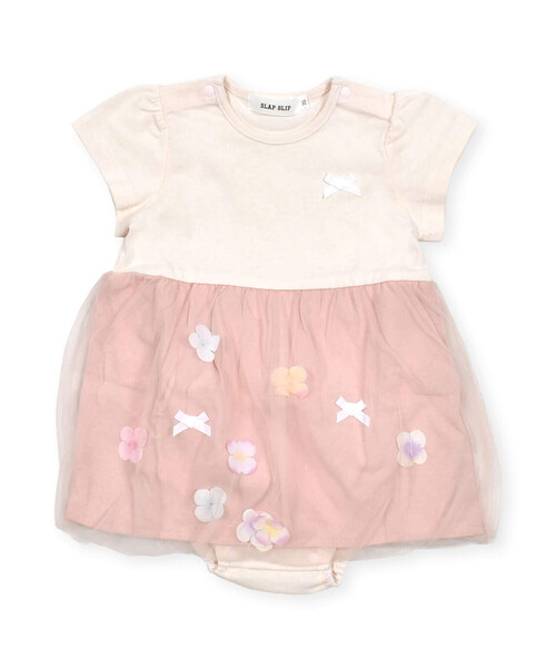SLAP SLIP BABY（スラップスリップベビー）の「【お揃い】お花モチーフフワフワチュールロンパースベビー(70~80cm)（ロンパース・キッズ・ピンク/オフホワイト・80ｃｍ/70cm）」の14枚目の写真