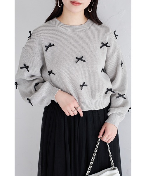 セール】【ZOZO限定】リボン付きショートニット（ニット