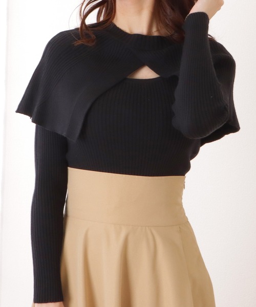 Lace Ladies（レースレディース）の「ケープカラー リブ ニット 長袖 プルオーバー（ニット/セーター・レディース・ブラック/アイボリー/グリーン・FREE）」の9枚目の写真