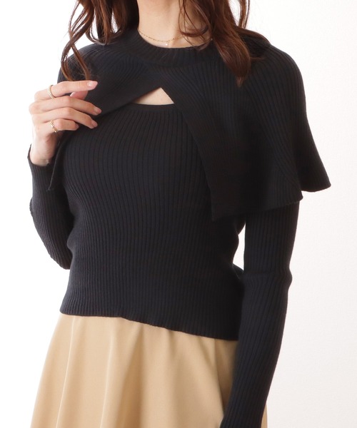 Lace Ladies（レースレディース）の「ケープカラー リブ ニット 長袖 プルオーバー（ニット/セーター・レディース・ブラック/アイボリー/グリーン・FREE）」の11枚目の写真