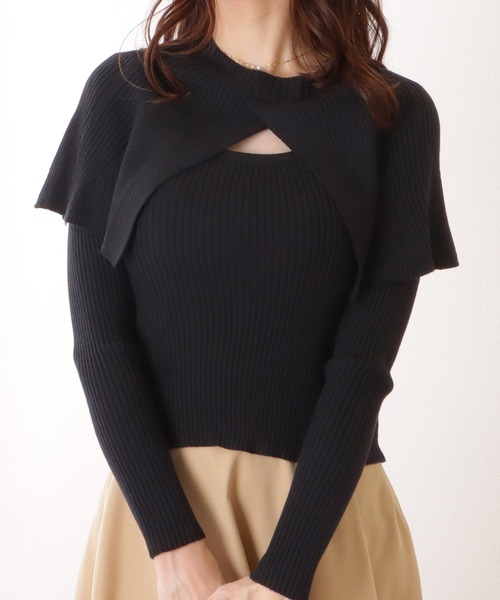 Lace Ladies（レースレディース）の「ケープカラー リブ ニット 長袖 プルオーバー（ニット/セーター・レディース・ブラック/アイボリー/グリーン・FREE）」の12枚目の写真