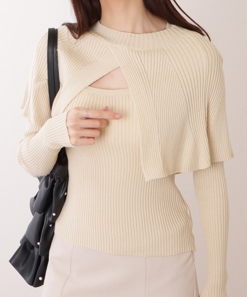 Lace Ladies（レースレディース）の「ケープカラー リブ ニット 長袖 プルオーバー（ニット/セーター・レディース・ブラック/アイボリー/グリーン・FREE）」の14枚目の写真