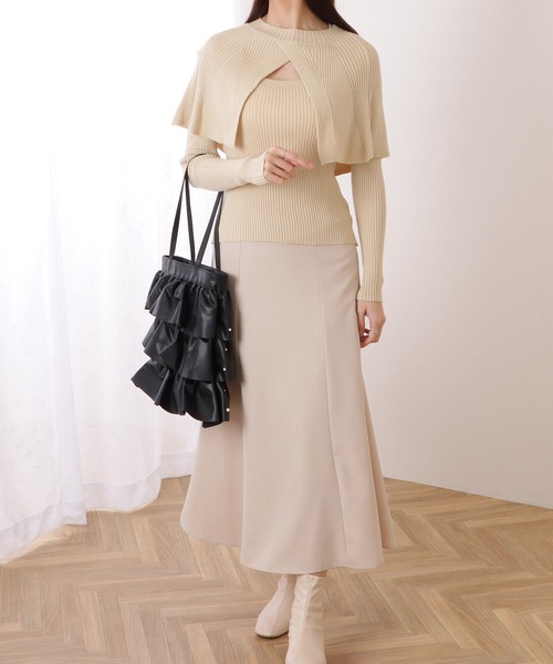 Lace Ladies（レースレディース）の「ケープカラー リブ ニット 長袖 プルオーバー（ニット/セーター・レディース・ブラック/アイボリー/グリーン・FREE）」の15枚目の写真