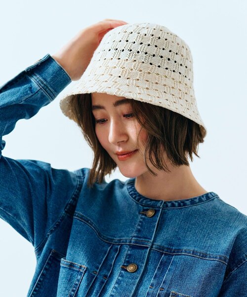 grove（グローブ）の「◆【雑誌掲載】柄編みサーモダウンハット（ハット・レディース・ベージュ/ブラック/アイボリー・00）」の2枚目の写真