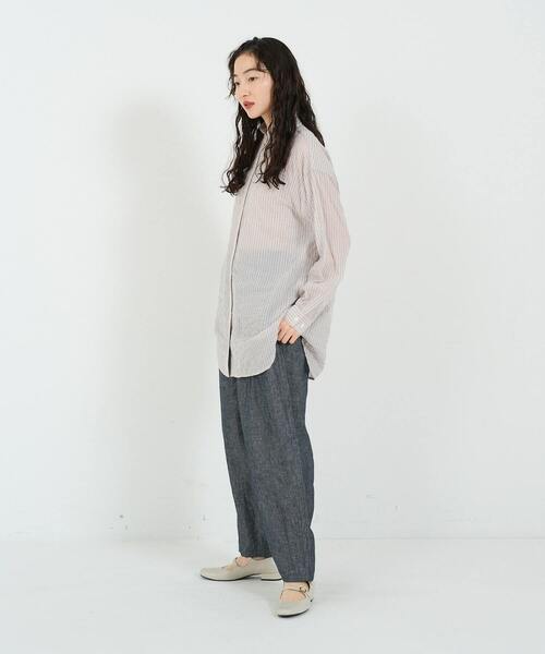 【2023/定価1.6万】コンジェペイエ アデュートリステス *マルチストライプシャーリングロングシャツ*ビッグ(2-2505-696)【82F52】 conges payes ADIEU TRISTESSE 【2023/定価1.6万