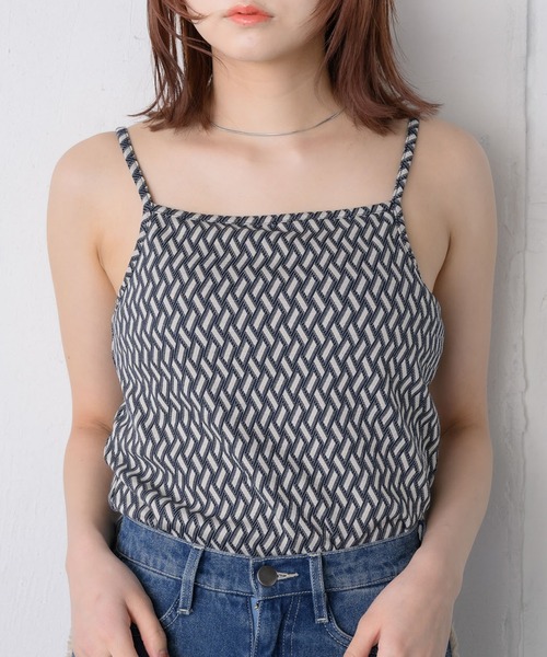 RETRO GIRL(レトロガール)の「柄カップ付キャミ(キャミソール・レディース・ブラウン系その他/ブルー系その他/ホワイト系その他・FREE)」の1枚目の写真
