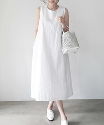 リネンワンピースノースリーブ韓国風夏服袖なし