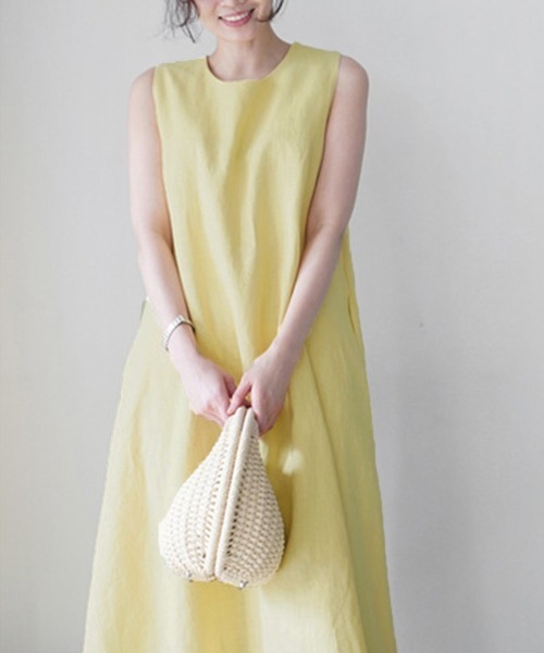 Miniministore（ミニミニストア）の「リネンワンピース ノースリーブ 韓国風 夏服（ワンピース・レディース・ホワイト/イエロー・XL/L/M）」の5枚目の写真