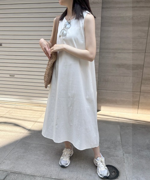 セール】リネンワンピース ノースリーブ 韓国風 夏服