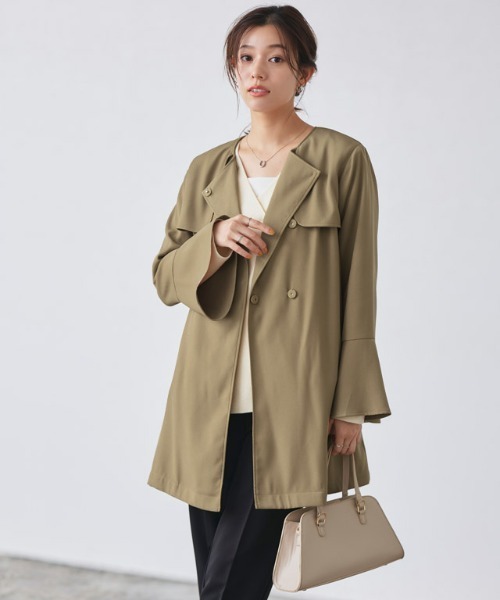 Pierrot（ピエロ）の「フレアスリーブライトアウター（トレンチコート・レディース・ベージュ/ネイビー/アイボリー・M/L）」の22枚目の写真