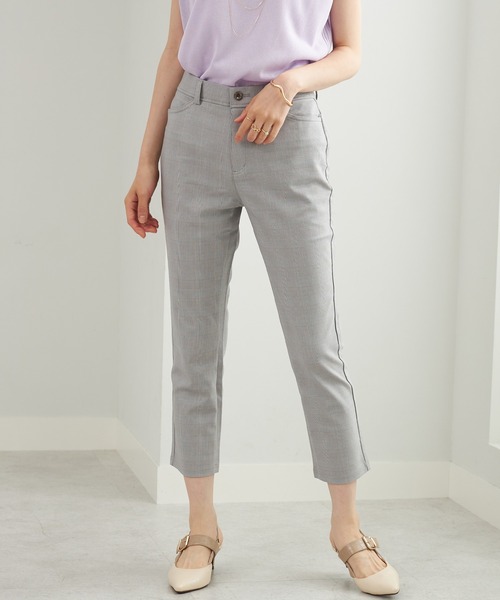 BELLUNA PLUS(ベルーナ)の「サラリ裏メッシュ美脚アンクルパンツ股下60cm(その他パンツ・レディース・ブラック/ストライプ/チェック/グリーン系/オフホワイト/セージグリーン/ピンク・X-LARGE/MEDIUM/LARGE/SMALL)」の7枚目の写真