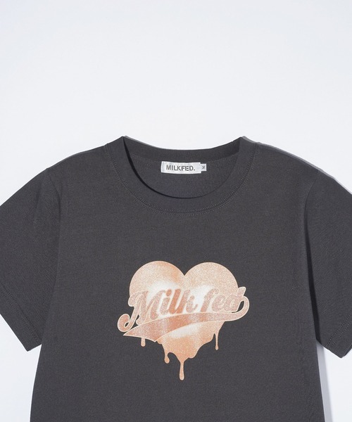 MILKFED.（ミルクフェド）の「HEART LOGO COMPACT S/S TEE（Tシャツ/カットソー・レディース・ライトイエロー/ホワイト/チャコール・S/M）」の6枚目の写真