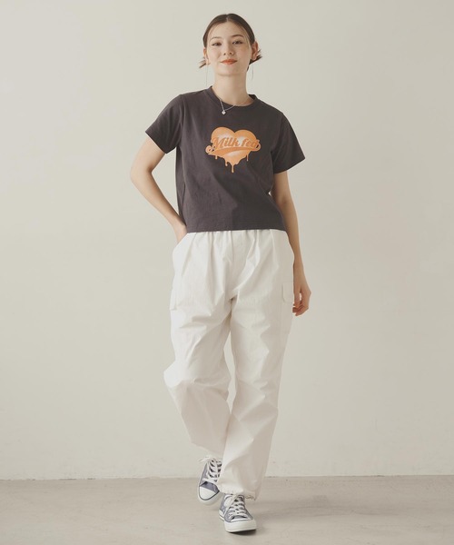 MILKFED.（ミルクフェド）の「HEART LOGO COMPACT S/S TEE（Tシャツ/カットソー・レディース・ライトイエロー/ホワイト/チャコール・S/M）」の13枚目の写真