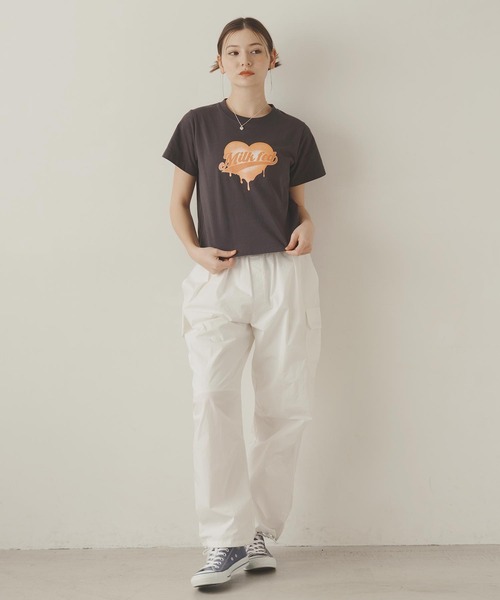 MILKFED.（ミルクフェド）の「HEART LOGO COMPACT S/S TEE（Tシャツ/カットソー・レディース・ライトイエロー/ホワイト/チャコール・S/M）」の15枚目の写真