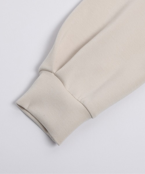 Lajour（ラジュール）の「日本製 タックフレア ペプラムトップス（Tシャツ/カットソー・レディース・ブラック/ベージュ/杢グレー/ホワイト・フリー）」の8枚目の写真