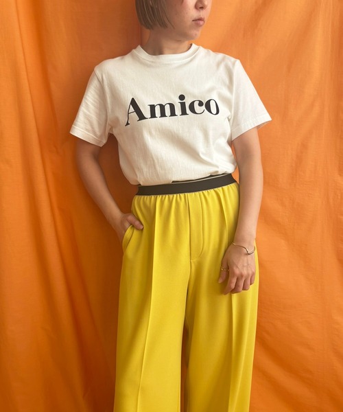 LHELBIE（レルビエ）の「AmicoフロッキーロゴTシャツ（Tシャツ/カットソー・レディース・ネイビー/ホワイト/チャコールグレー/ブラック・M）」の13枚目の写真
