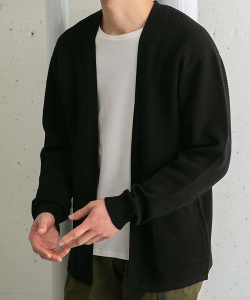 URBAN RESEARCH ROSSO MEN（アーバンリサーチロッソメン）の「変形カノコトッパーカーディガン（カーディガン/ボレロ・メンズ・ブラック/グリーン/ネイビー・MEDIUM/LARGE）」の2枚目の写真