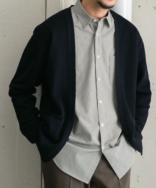 URBAN RESEARCH ROSSO MEN（アーバンリサーチロッソメン）の「変形カノコトッパーカーディガン（カーディガン/ボレロ・メンズ・ブラック/グリーン/ネイビー・MEDIUM/LARGE）」の4枚目の写真