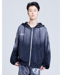 gradation logo zip hoodie