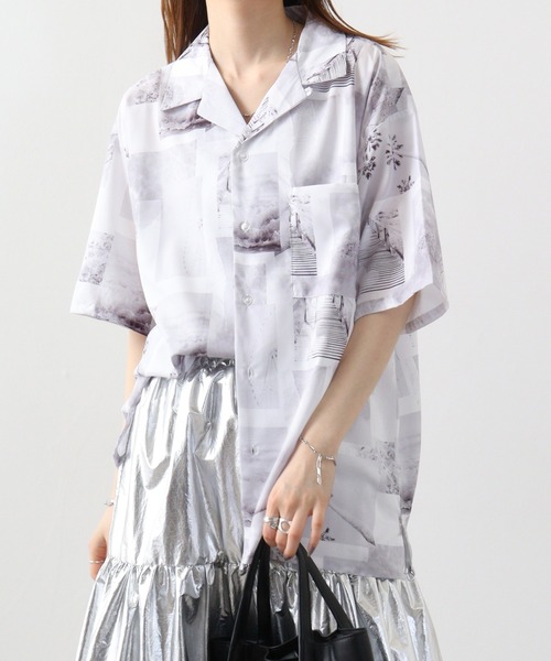 SUGGESTION(サジェッション)の「SUGGESTION H/S総柄開襟シャツ(シャツ/ブラウス・メンズ・ターコイズブルー/ホワイト/ブラック/マルチ・L/M)」の2枚目の写真