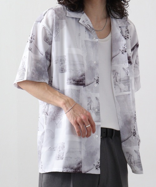 SUGGESTION(サジェッション)の「SUGGESTION H/S総柄開襟シャツ(シャツ/ブラウス・メンズ・ターコイズブルー/ホワイト/ブラック/マルチ・L/M)」の5枚目の写真