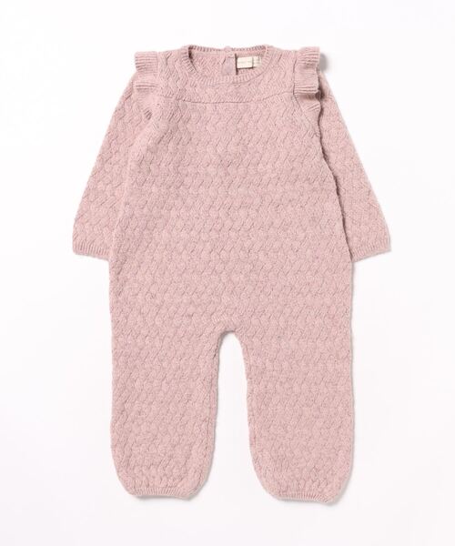 【セール】'Quincy Mae'LONG SLEEVE MIRA KNIT ROMPER || MAUVE（その他ベビー用品）｜Rylee + Cru（ライリーアンドクルー）