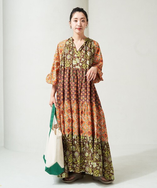 Freada　フリーダ　パッチワークプリント　ワンピース Freada（フリーダ）の「※Freada/フリーダ インドパッチワーク