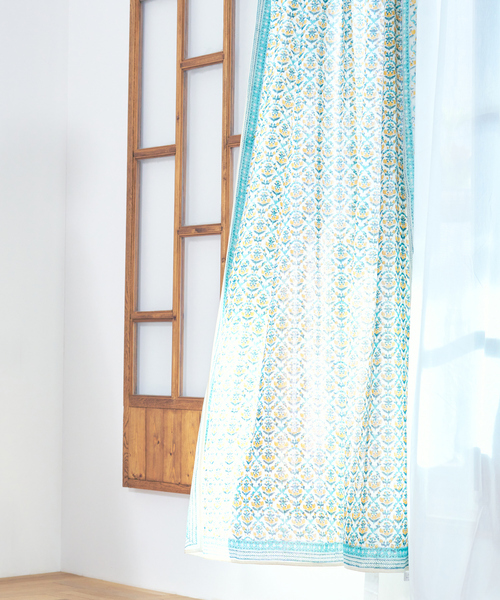 collex（コレックス）の「ブロックプリント マルチクロス 145×225cm（インテリア雑貨・レディース・サーモンピンク/イエロー/グリーン/ブルー・フリー）」の3枚目の写真