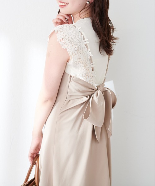 natural couture（ナチュラルクチュール）の「canamiレース×ニットコンビノースリTOPS（キャミソール・レディース・アイボリー/ピンク/ミント/ネイビー・FREE）」の6枚目の写真