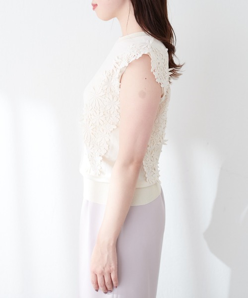 natural couture（ナチュラルクチュール）の「canamiレース×ニットコンビノースリTOPS（キャミソール・レディース・アイボリー/ピンク/ミント/ネイビー・FREE）」の17枚目の写真