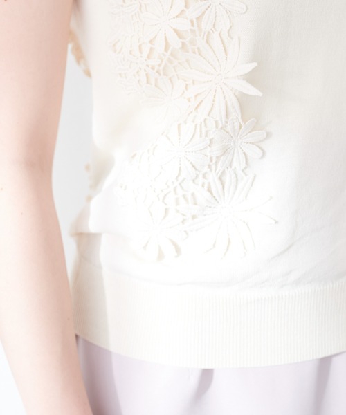 natural couture（ナチュラルクチュール）の「canamiレース×ニットコンビノースリTOPS（キャミソール・レディース・アイボリー/ピンク/ミント/ネイビー・FREE）」の12枚目の写真