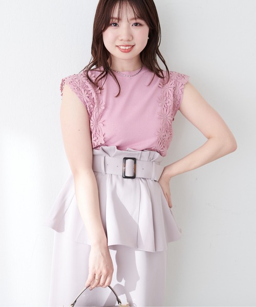 natural couture（ナチュラルクチュール）の「canamiレース×ニットコンビノースリTOPS（キャミソール・レディース・アイボリー/ピンク/ミント/ネイビー・FREE）」の13枚目の写真